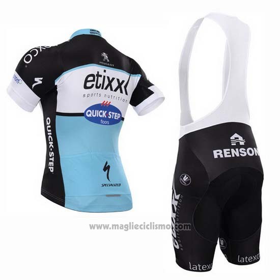2015 Abbigliamento Ciclismo Etixx Quick Step Nero e Bianco Manica Corta e Salopette